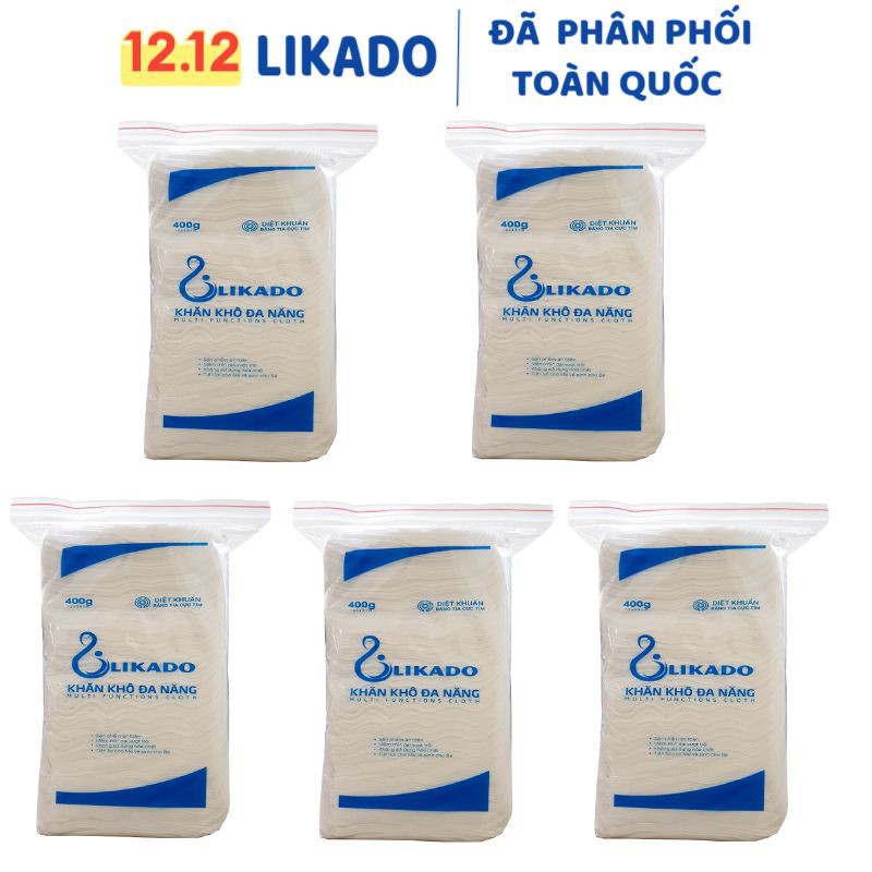 [LIKADO] Khăn vải khô đa năng LIKADO 400g kích thước (15 *20) 300 tờ ( 6 gói)