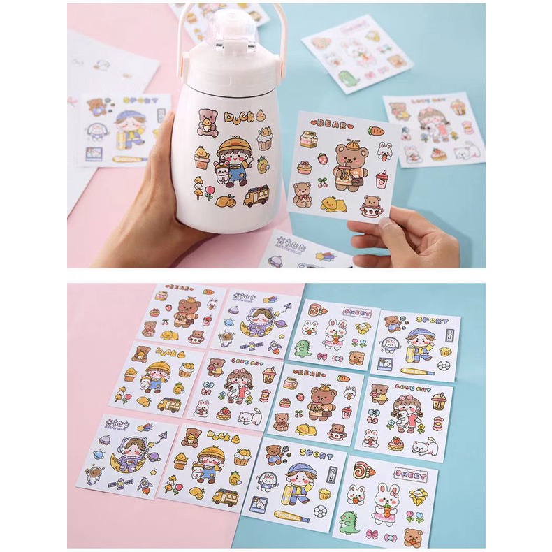 Sticker Dán Trang Trí Điện Thoại / Sổ Tay / Nhật Ký Hình Bình Chân Không Hoạt Hình Bằ