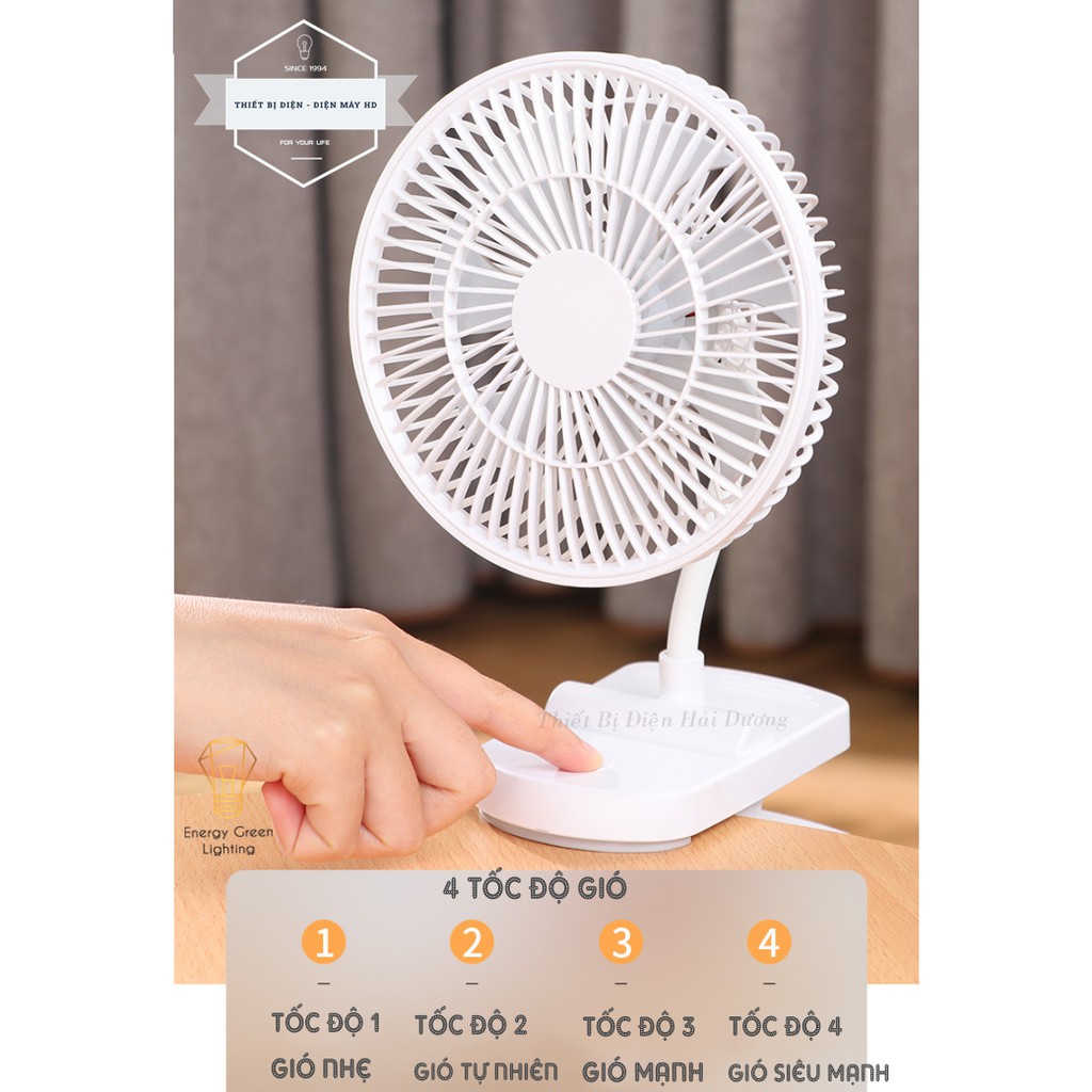 Quạt Tích Điện F1S Vừa Để Bàn - Vừa Kẹp Trên Bề Mặt - 4 Tốc Độ Gió Siêu Mát - Pin 2000mAh - Bảo Hành 1 Năm - Có Video