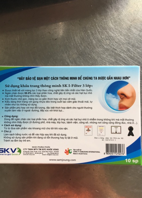 Khẩu trang mũi SK Filter lọc bụi kháng khuẩn | BigBuy360 - bigbuy360.vn