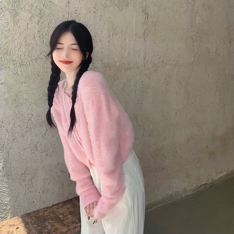 Áo cardigan croptop len lông mềm mại ngọt ngào xu hướng thời trang 2021