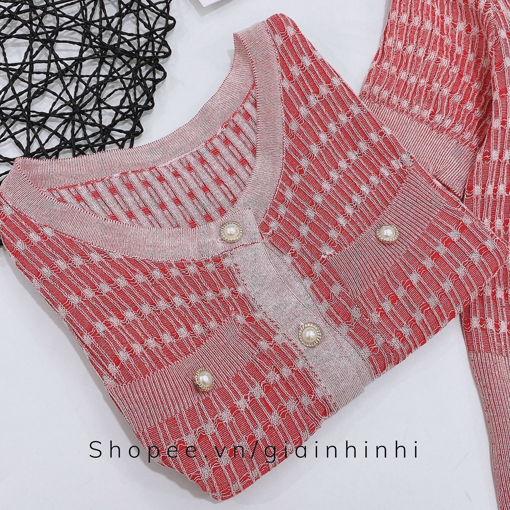 Áo len tăm túi ngực ngắn tay, Áo kiểu cúc giữa cổ tròn co giãn AS8018 - NhiNhi Shop | BigBuy360 - bigbuy360.vn