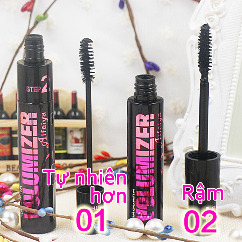 Mascara 1 + 2 với hai hiệu ứng điều chỉnh làm dày và uốn cong lông mi giúp mắt to