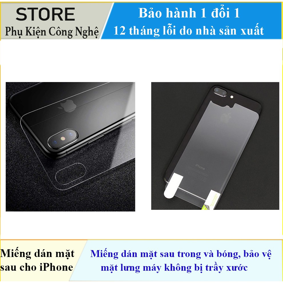 Miếng dán mặt sau trong và bóng dành cho iPhone