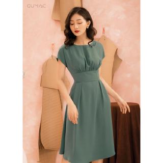 Đầm thêu eo nhún ngực GUMAC MS22009 _XANH