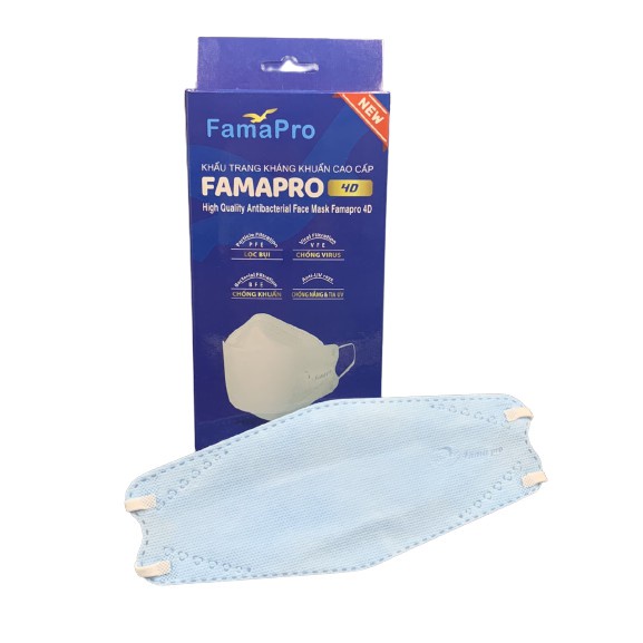 Hộp 10 Khẩu Trang Y Tế Cao Cấp Kháng Khuẩn 3 Lớp Famapro 4D