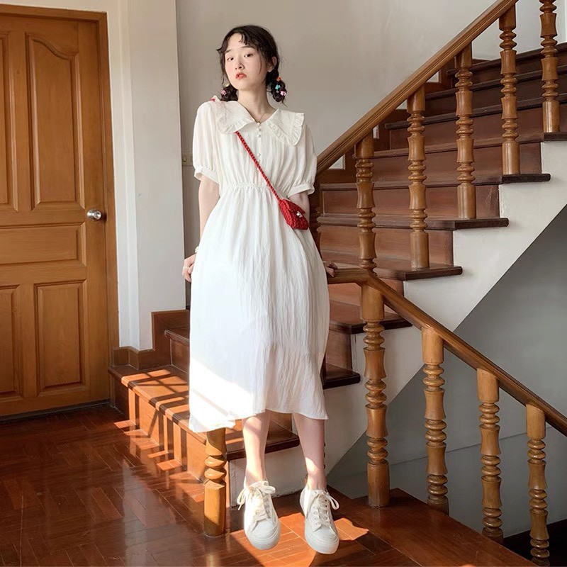Đầm tiểu thư MẪU MỚI dáng midi cổ viền bèo nhẹ nhàng xinh xắn - Thời Trang VADA (Đ90)
