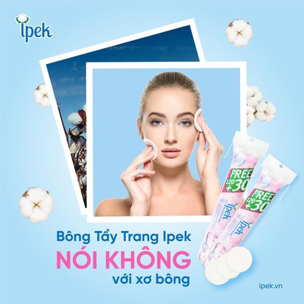 Combo 3 Túi Bông Tẩy Trang IPEK 80 Miếng/Túi Thổ Nhĩ Kỳ