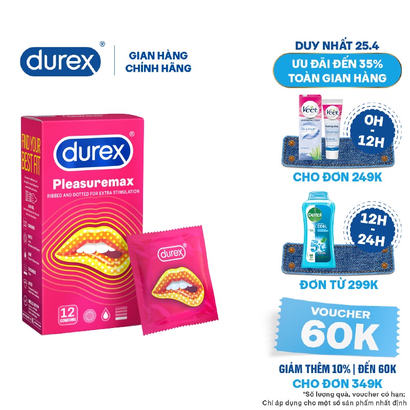 Bao cao su Durex Pleasuremax 12 bao