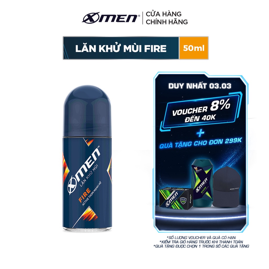 [Mã COSMEN giảm 8% đơn 250K] Lăn khử mùi X-men Fire 50ml