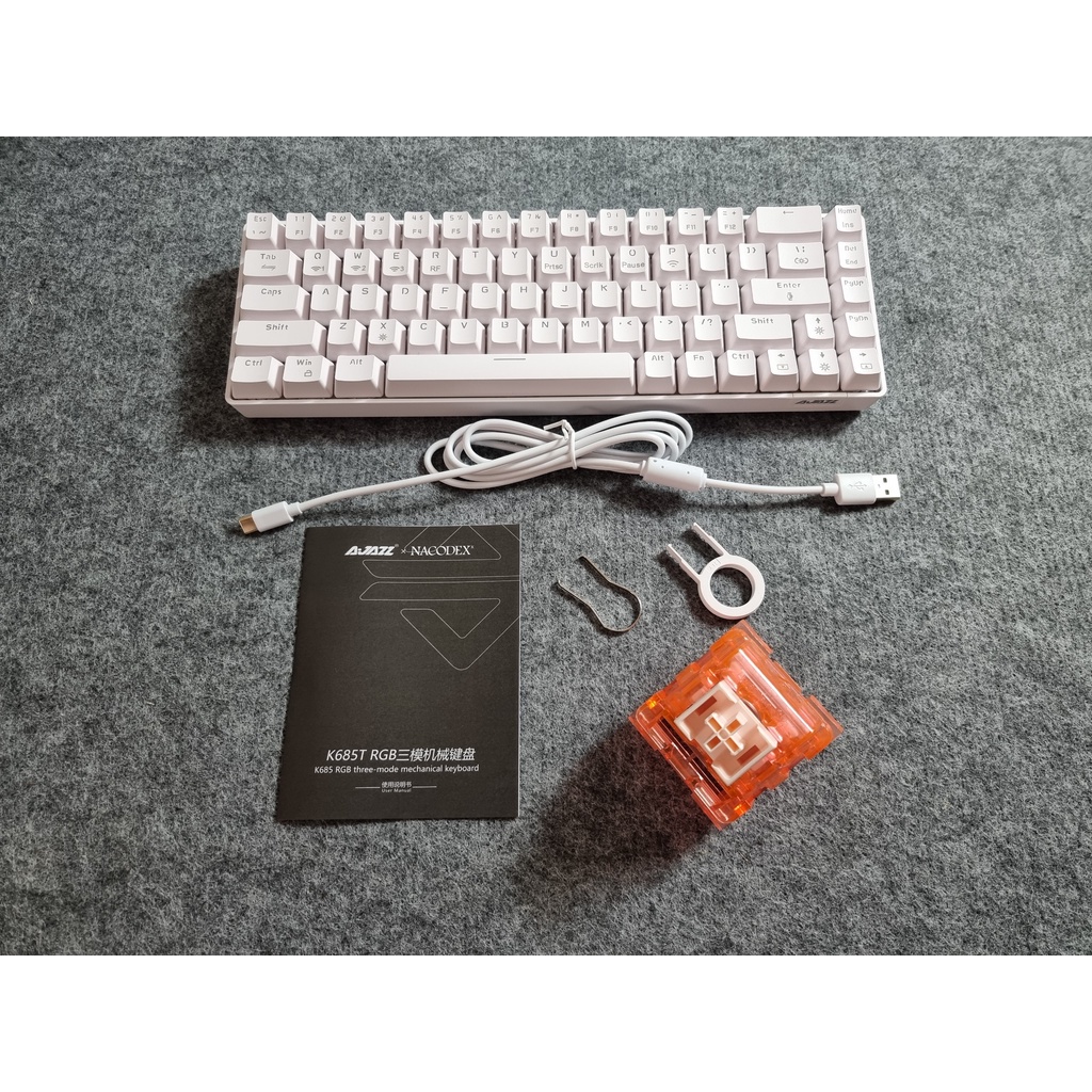 Bàn phím cơ Ajazz K685T White Hotswap Bluetooth 5.0 - Hàng chính hãng