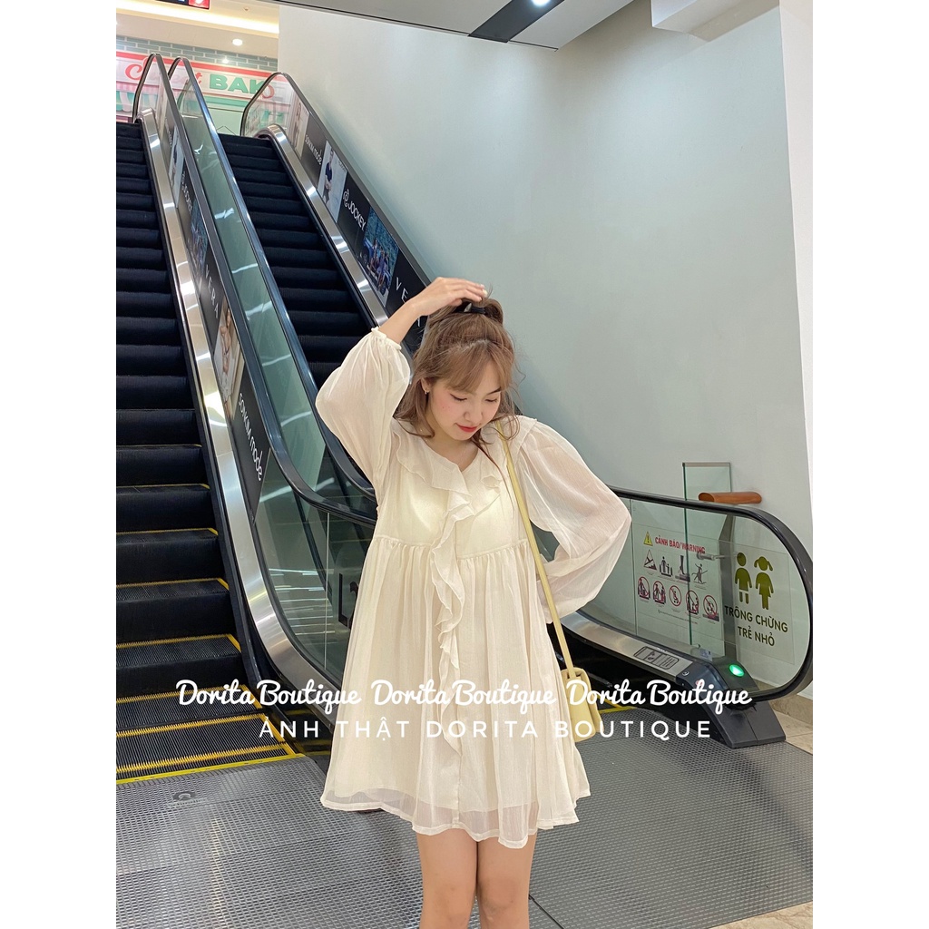Váy áo babydoll voan tơ viền bèo Hàn Quốc, Váy áo voan tơ bèo rủ tiểu thư - Dorita Boutique