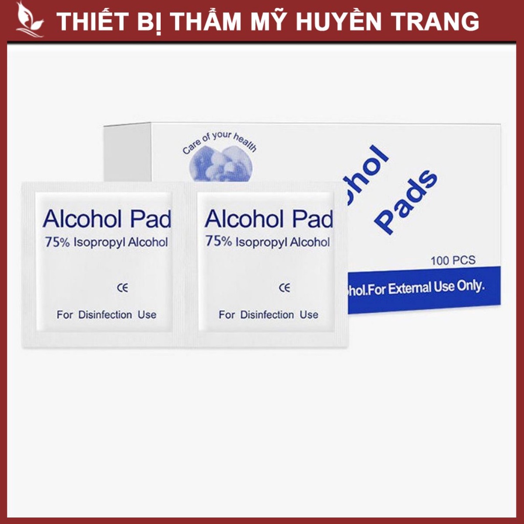 Miếng Gạc Tẩm Cồn Tiệt Trùng Alcohol Pad (Hộp 100 Miếng) - Thẩm Mỹ Huyền Trang