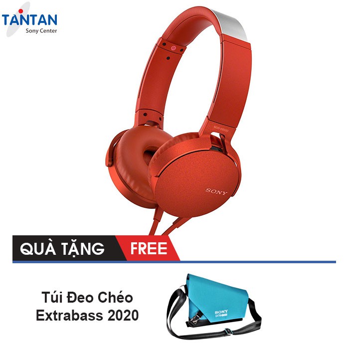 Tai nghe CẮM DÂY EXTRA-BASS Sony MDR-XB550AP | Dynamic rộng 30mm - Đệm tai êm, giúp thoải mái - Microphone - 180g