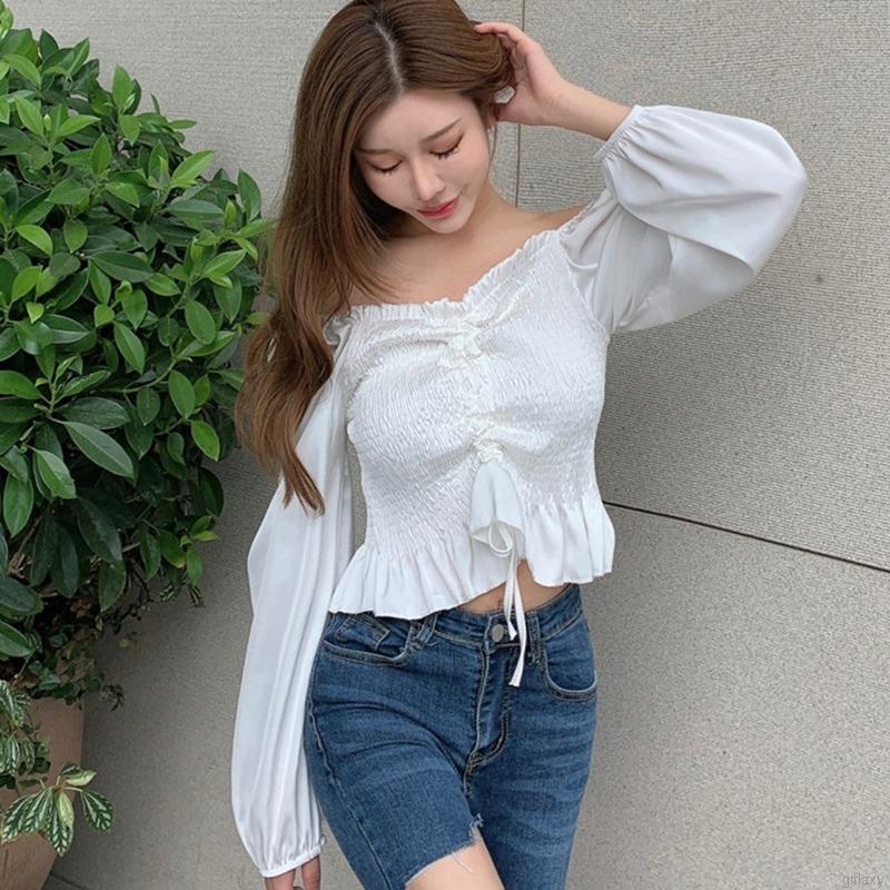 Áo Trễ Vai Dây Rút Thời Trang Dành Cho Nữ