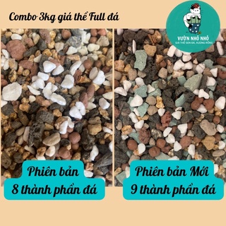 Combo 3kg Giá thể full đá, Đất trồng Sen đá, Xương rồng, Lithops đã trộn sẵn siêu thoát nước - Vườn Nhỏ Nhỏ