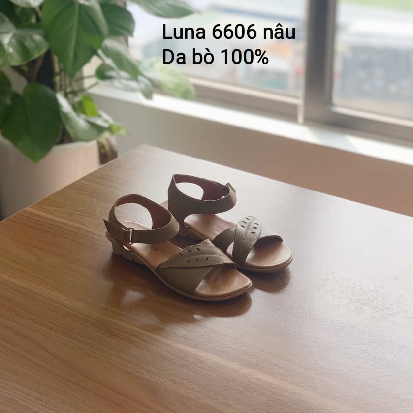 Dép sandal nữ đế bệt da bò êm LUNASHOES 6606 bảo hành 2 năm 1 đổi 1 ảnh thật chụp tại cửa hàng