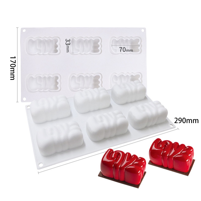 Khuôn Silicone Làm Bánh / Xà Phòng Hình Trái Tim 3D 6 Ngăn