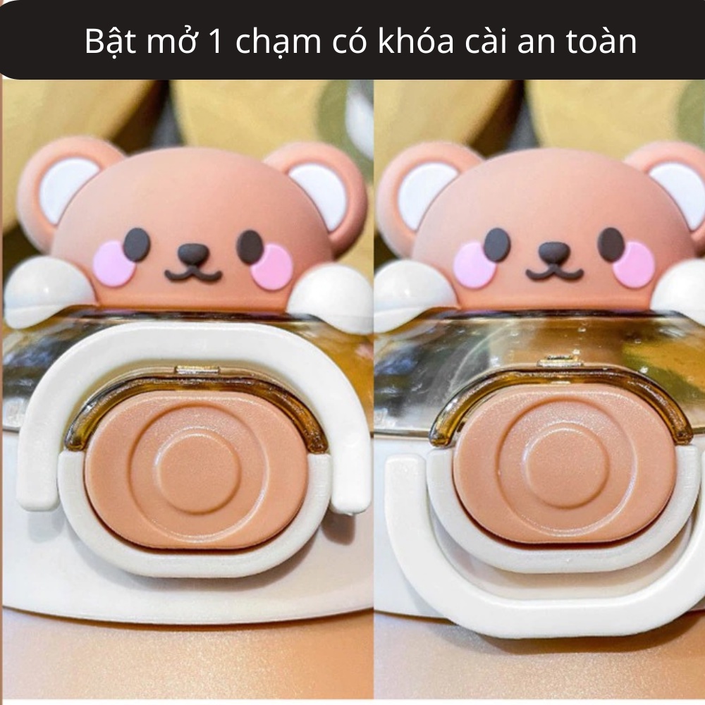 Bình giữ nhiệt cute lõi inox 316 cao cấp 760ml TiLoKi TBM03 có dây đeo - ly giữ nhiệt hình thú dễ thương