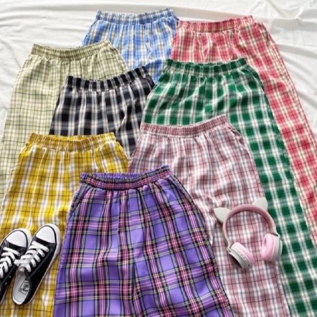 [COMBO 3 CÁI 90K] quần dài baggy sọc caro vải thun xốp co giãn tốt freesize