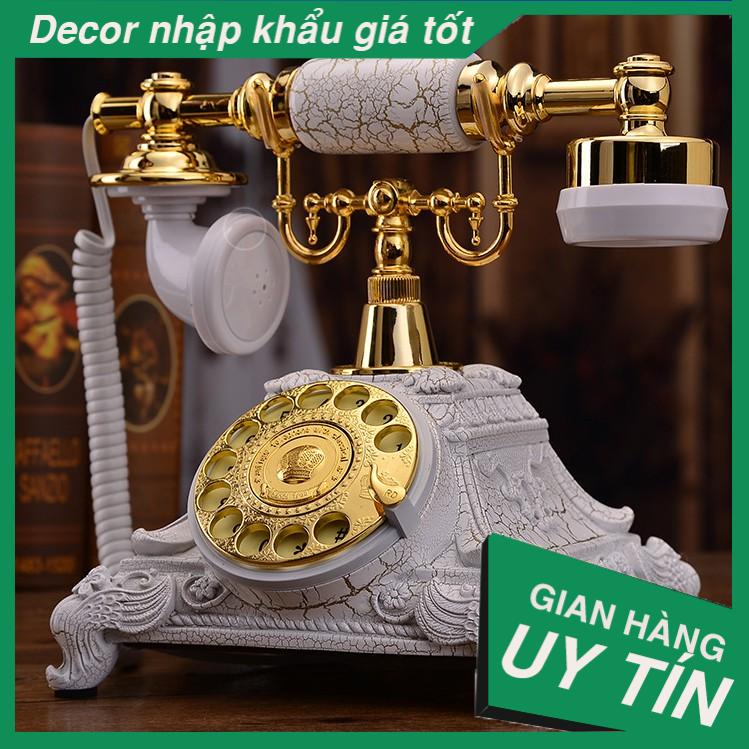 Decor đẹp - Điện thoại lắp SIM DI ĐỘNG và DÂY CỐ ĐỊNH, điện thoại tân cổ điển chuông cơ, tiếng reng thanh, nghe gọi tốt