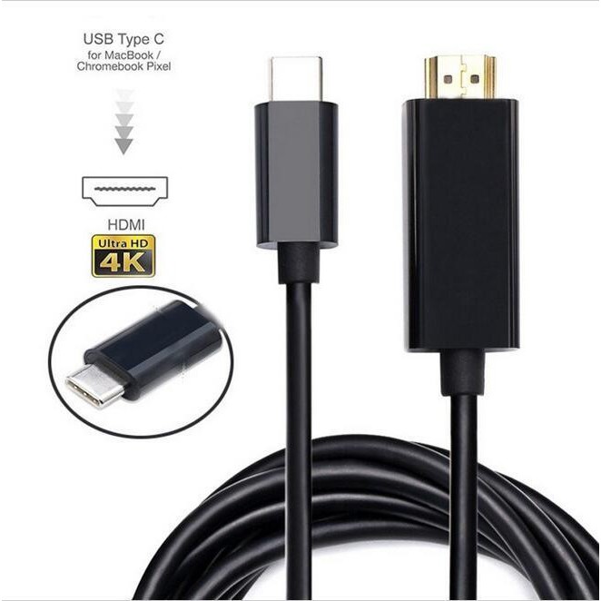 Cáp Chuyển Usb Type C Ra Hdmi Dài 1.8M Cho Macbook, Laptop Surface, Dell, Samsung Ra Màn Hình, Máy Chiếu Hình Ảnh 4K