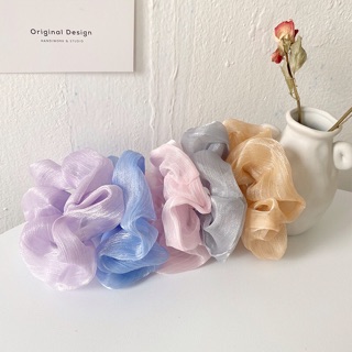 B48 Dây buộc tóc scrunchies voan tơ xước