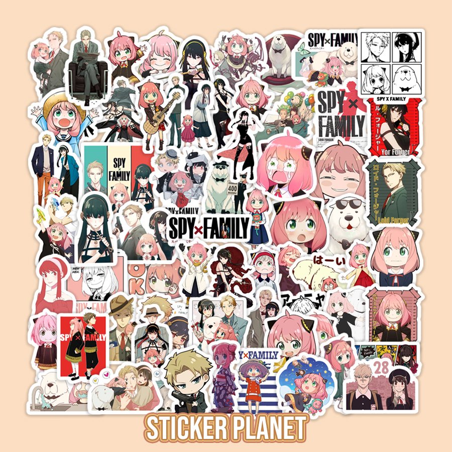 Sticker Anime Spy x Family Chất Liệu PVC Chống Thấm Nước Dán Vali, Mũ Bảo Hiểm, Laptop, Guitar, Ván Trượt...