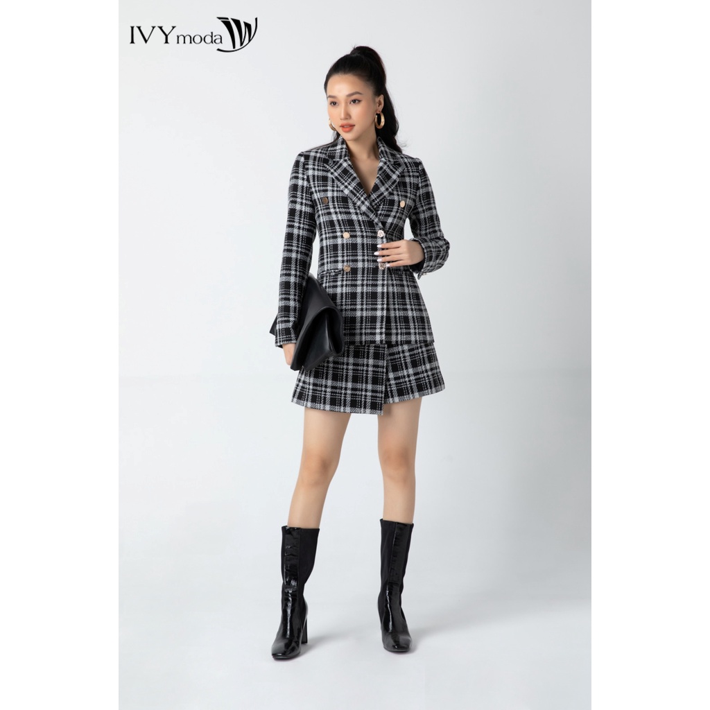 [NHẬP WABRTL5 GIẢM 10% TỐI ĐA 50K ĐH 250K ]Áo vest Tweed họa tiết kẻ IVY moda MS 67B9042