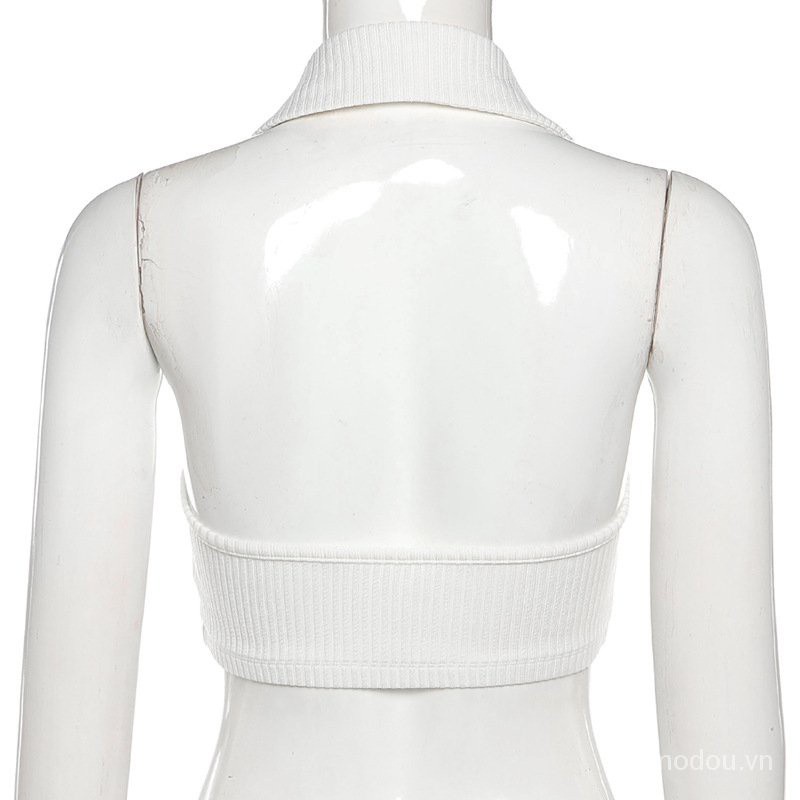 Áo croptop cotton cổ polo thiết kế ngọt ngào gợi cảm cho nữ | BigBuy360 - bigbuy360.vn