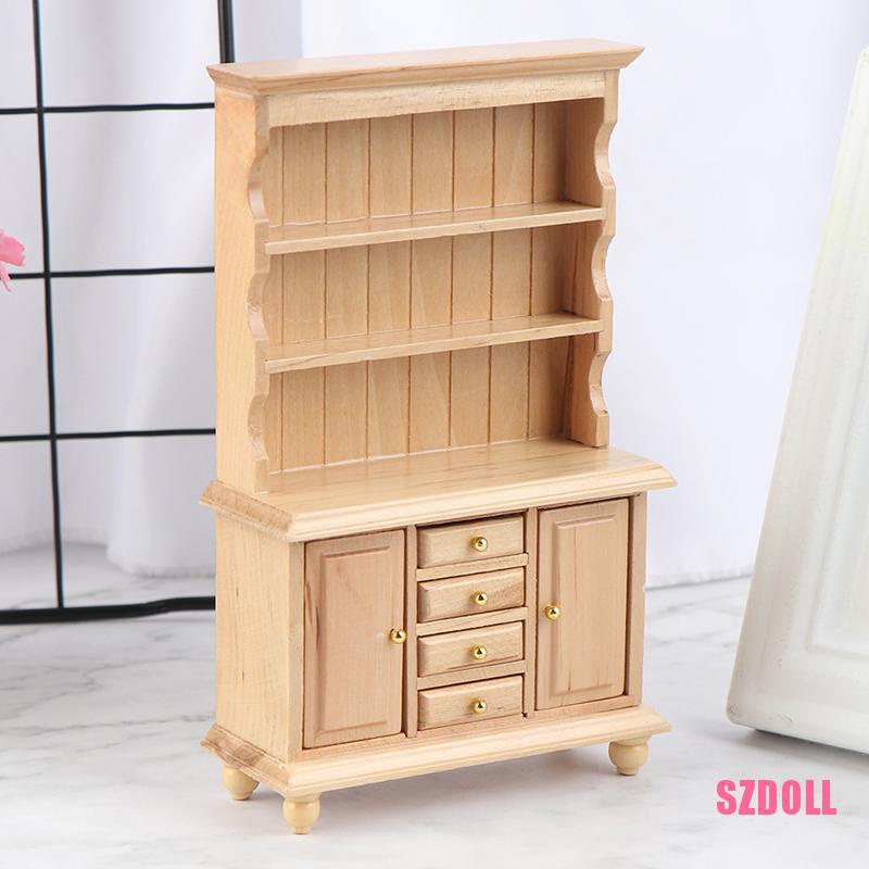 Tủ Đựng Sách Bằng Gỗ Tỉ Lệ 1:12 Dành Cho Nhà Búp Bê SZDOLL6