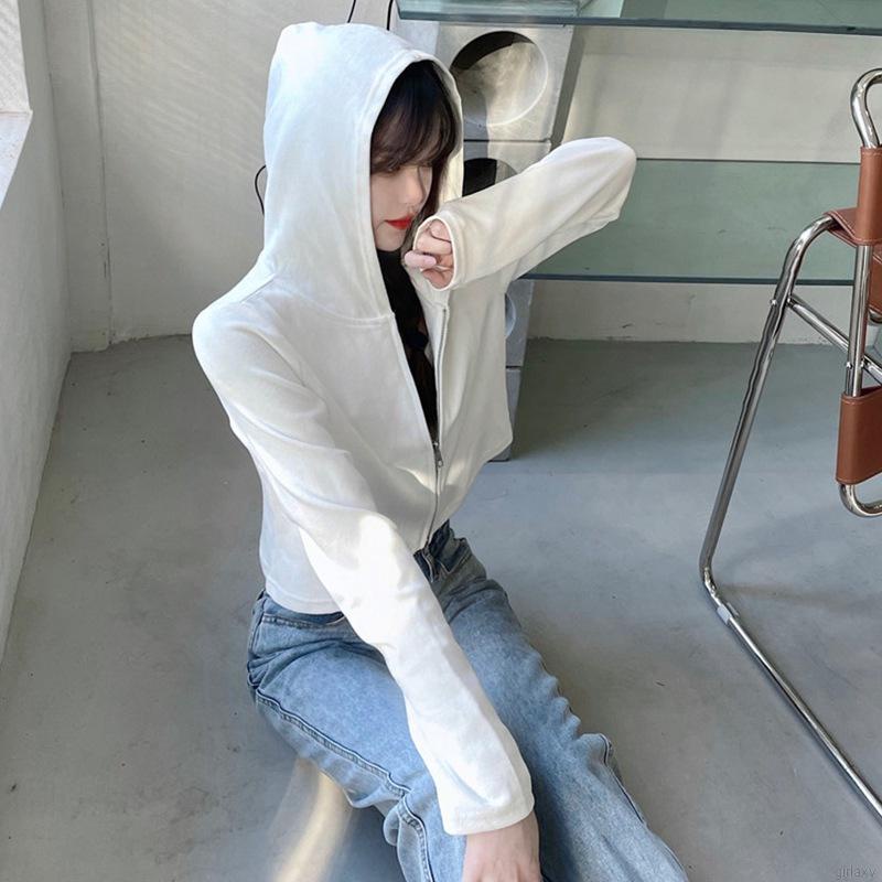 Áo Khoác Nữ Dài Tay Có Mũ Màu Sắc Thời Trang Hàn Quốc