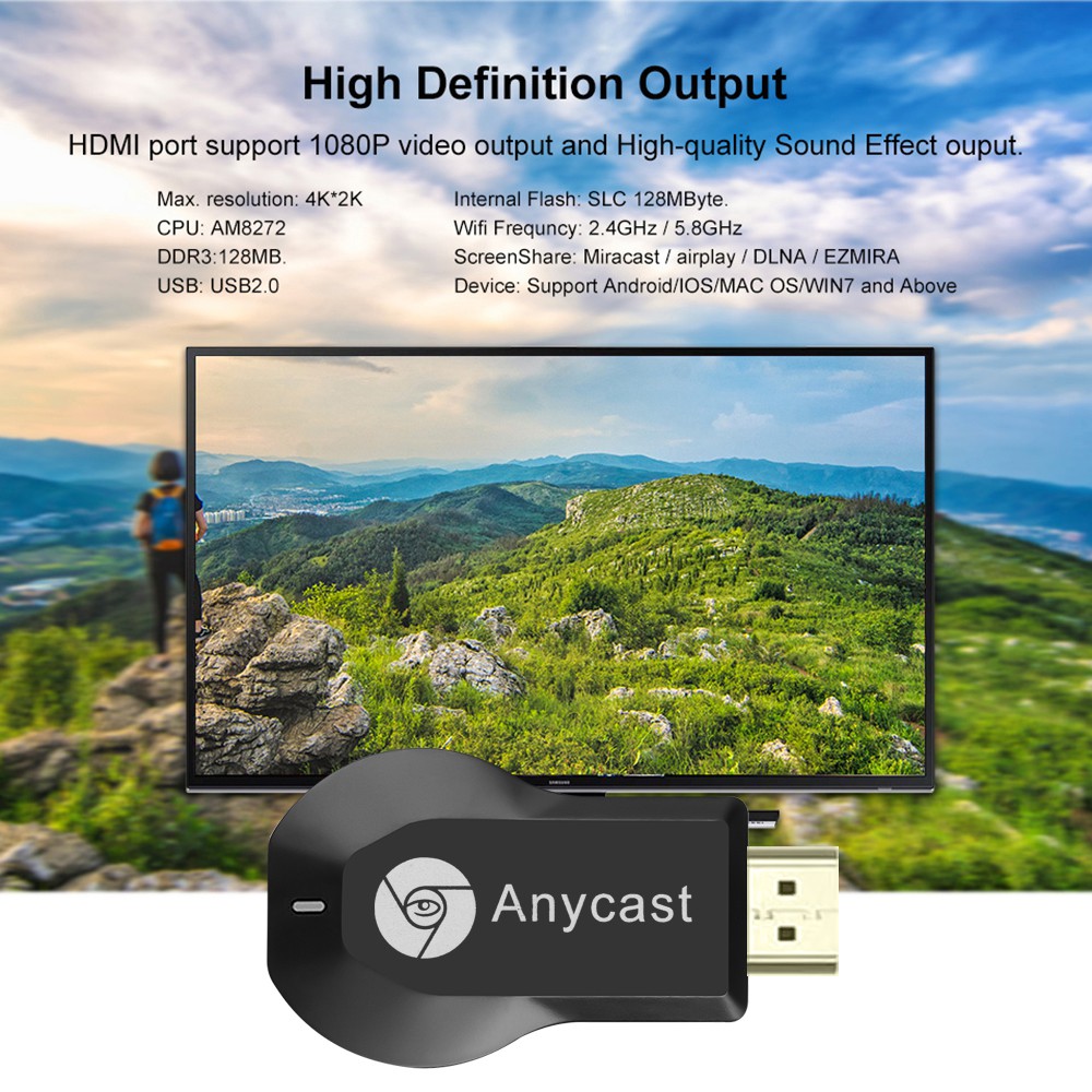 Portable M4 Plus Multiple TV splitter projection receiver Adapter For Android HDMI-compatible WiFi Dongle