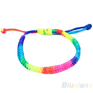 Vòng tay dây đan màu sắc cầu vồng phong cách Hàn Quốc