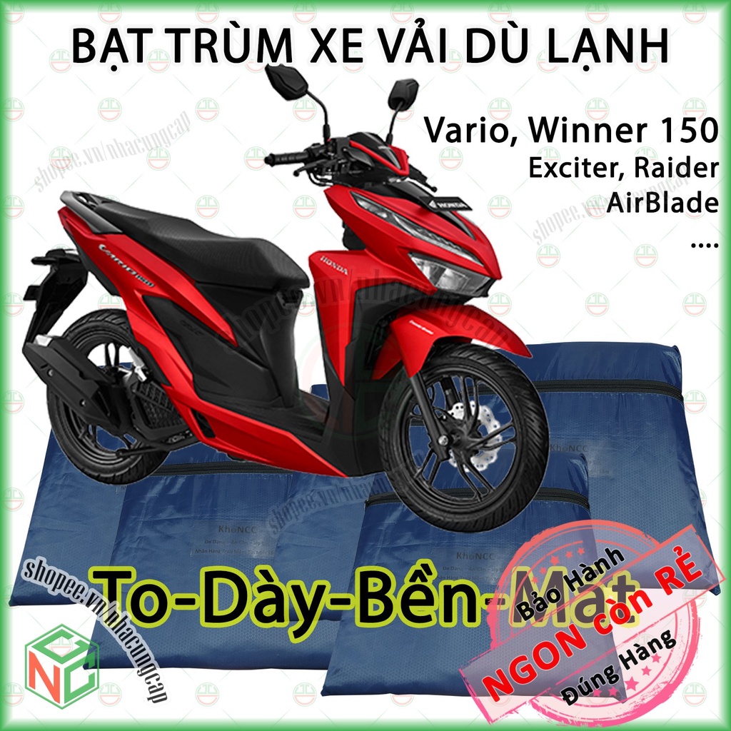 [Loại To - Tốt] Áo Bạt Phủ Trùm Xe Máy Cỡ Lớn - Dòng Xe Vario, Exciter, SH Mode ... các loại - NQL-BPXM-VRO (Nhiều Màu)