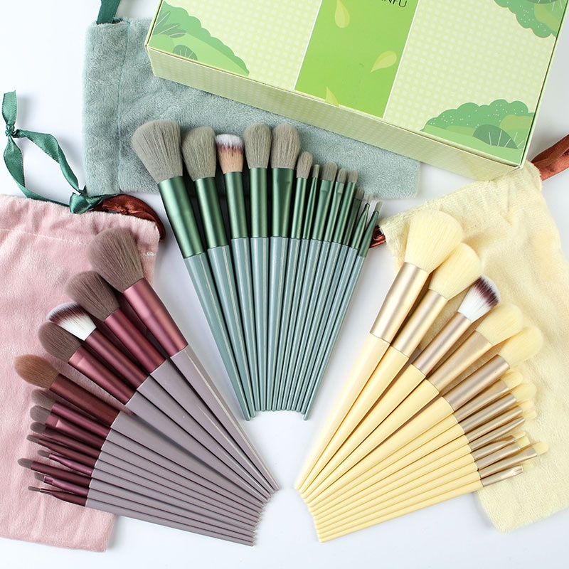 Bộ Cọ Trang Điểm Lông Mềm Màu Trơn Kiểu Hàn Quốc Cho Người Mới Bắt Đầu