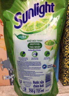( Ảnh Thật ) Nước Rửa Chén Sunlight Túi 725ml (Chanh-Trà Xanh)