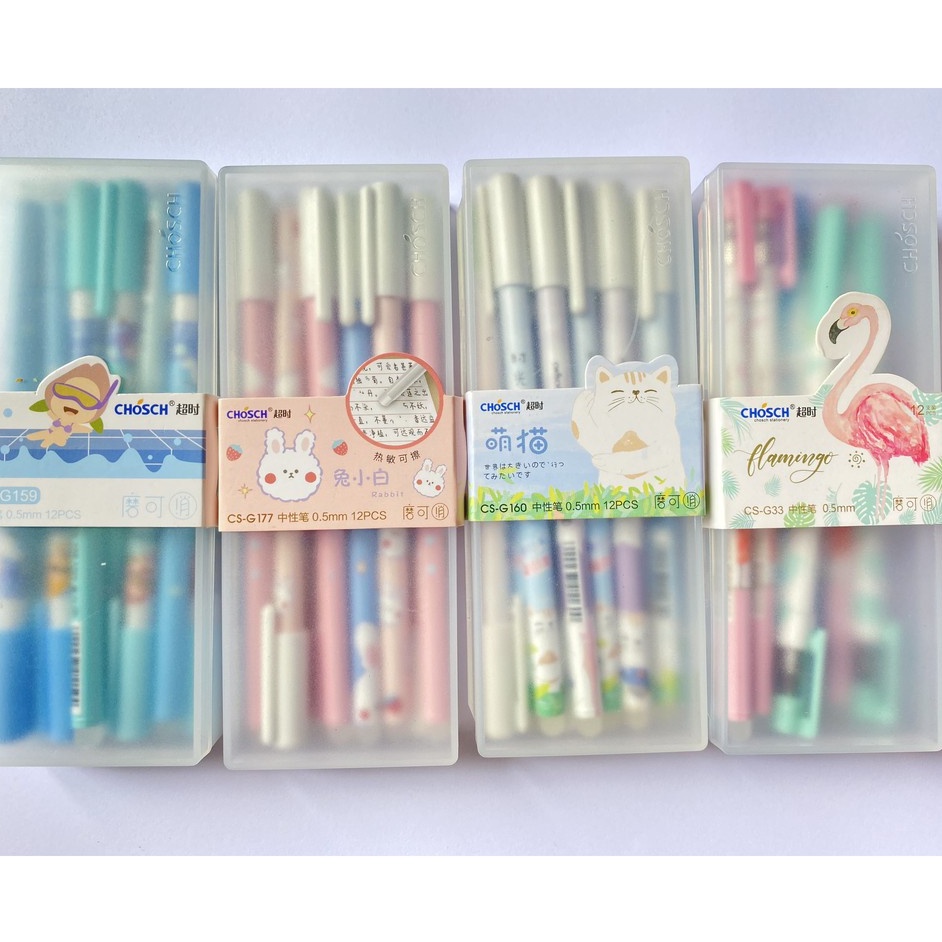 Sỉ 1 Lố bút gel bôi xóa được CHOSCH (12hộp/144cây) cao cấp đựng trong hộp nhựa