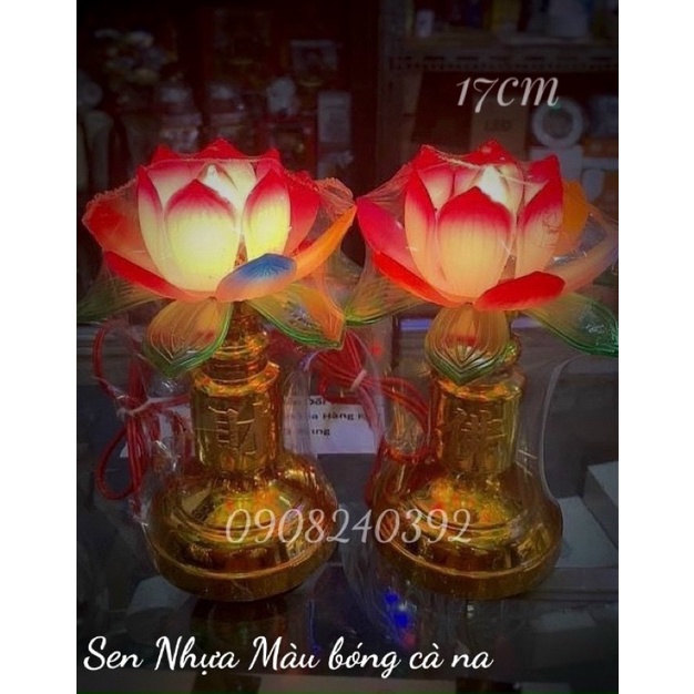 ✨ ĐÈN THỜ CAO CẤP SEN NHỰA Lớn (17cm) 1 CẶP