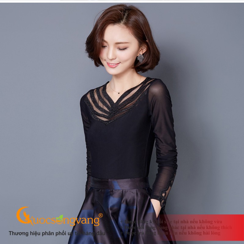 Áo thun lưới hai lớp áo kiểu nữ dài tay GLA253 Cuocsongvang