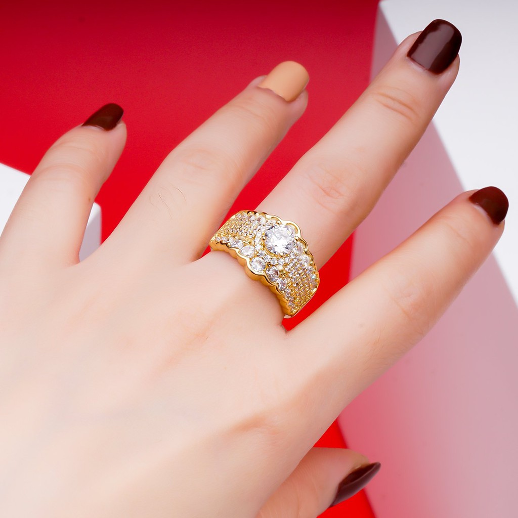 Nhẫn nữ đính xoàn mạ vàng 18K cao cấp (giá tốt nhất) N344147-125