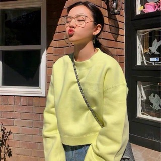 Áo sweater croptop xanh neon