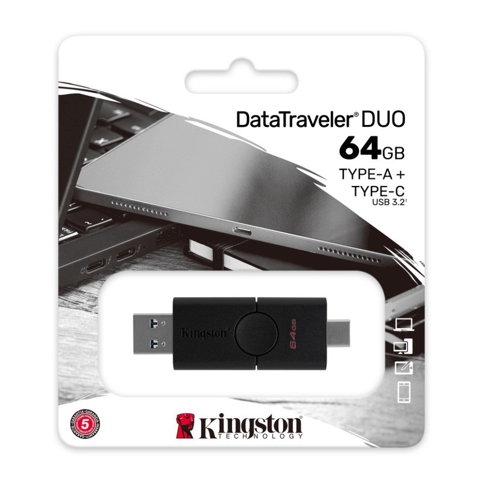 USB Kingston 3.2 Gen 1 64Gb DataTraveler Duo Cổng Type A và Type C DTDE/64GB - Hàng chính hãng