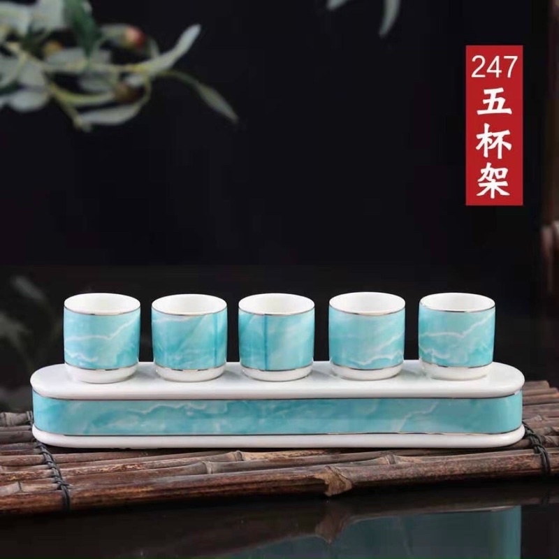 Bộ Thờ Cúng - Sét Đồ Thờ Phụng Màu Xanh Viền Vàng Cao Câp. Gồm Bình, Lư, Dĩa, Án...