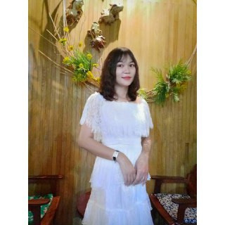 [ xả kho ] MiD Đầm ren trắng trễ vai 3 tầng V1116 Mie Design ảnh thật