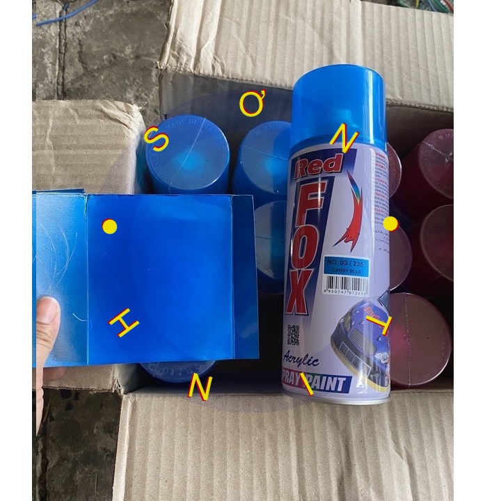 Sơn xịt RED FOX Thái Lan màu XANH DƯƠNG CANDY BLUE 235 (No. 03) - 1 chai