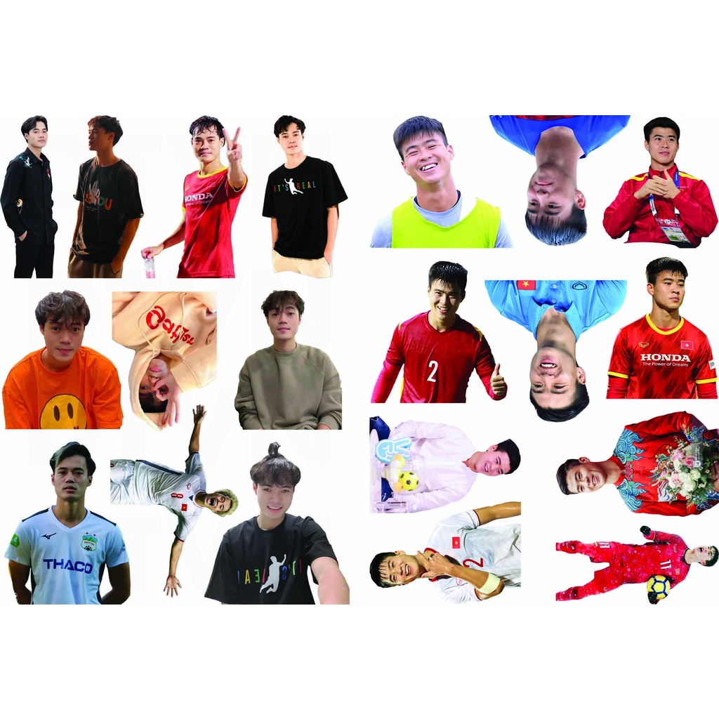 Sticker 10 ảnh Văn Toàn/Đ.Trọng/D.Mạnh/C.Phượng/Q.Hải/ BTD(HV)/ V.Hậu/ T.Linh/H.Đức cầu thủ bóng đá ĐTVN (size A5)