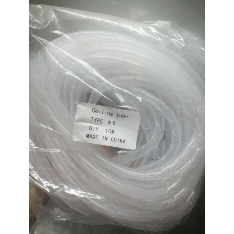 Dây ống xoắn nhựa ruột gà mèo phi 8-SWB8-8mm 10 mét 1 bịch màu trắng