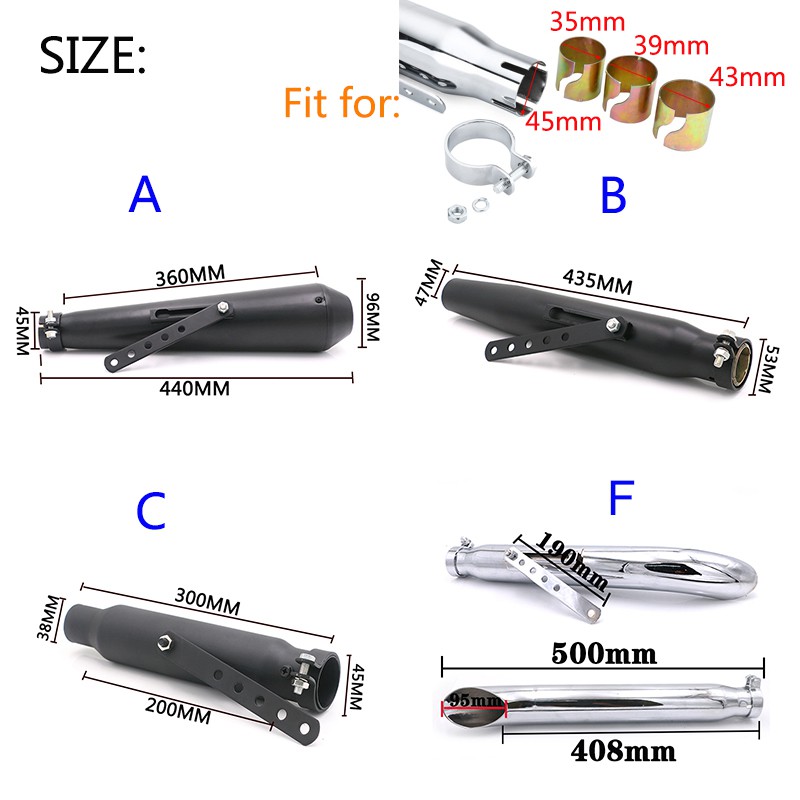 Ống Xả Nhiệt Phong Cách Vintage Cao Cấp Cho Xe Mô Tô Harley/Suzuki/Yamaha/Honda