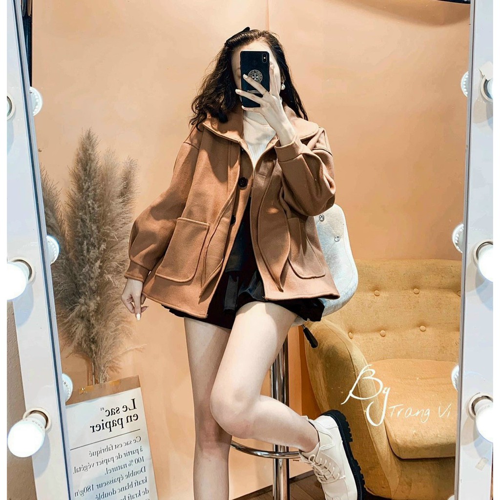 Áo khoác dạ cổ nơ hot trend